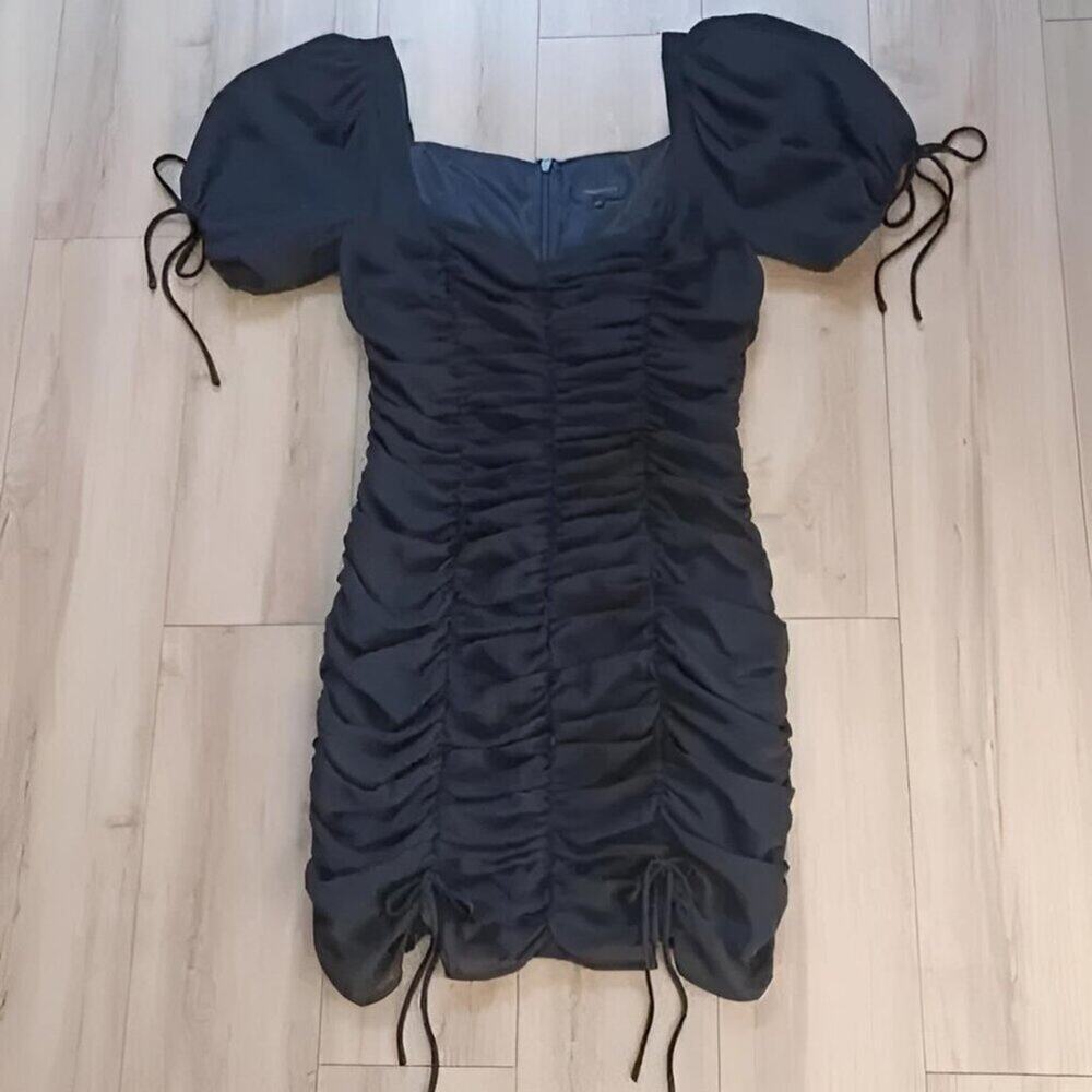 Majorelle Gerald Black Ruched Mini Dress Sorority Pref Round Semi Formal S EUC - Picture 7 of 12